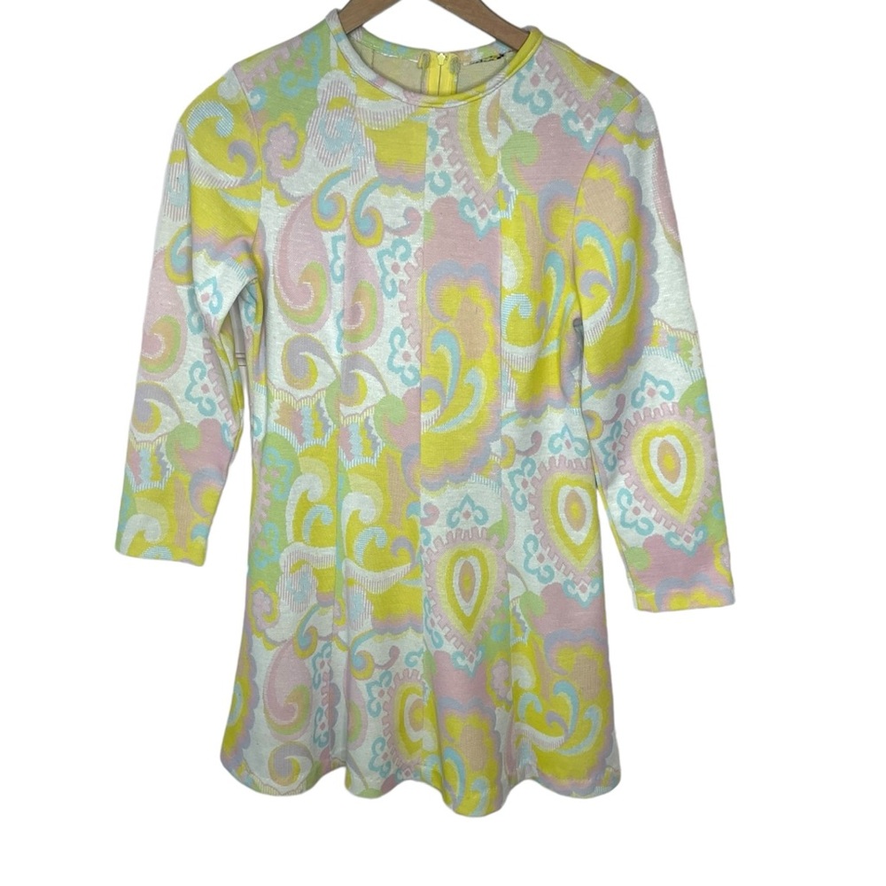Vintage 1960s pastel printed mini dress psychedelic